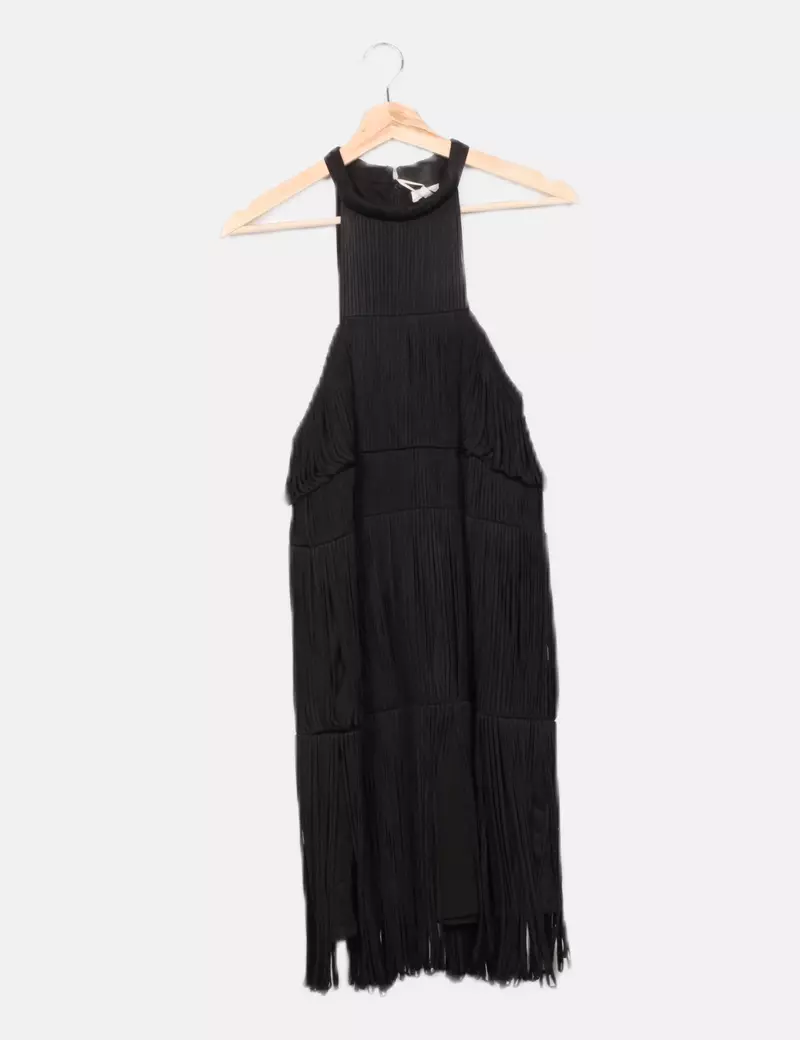Hoss Intropia Vestido flecos negro